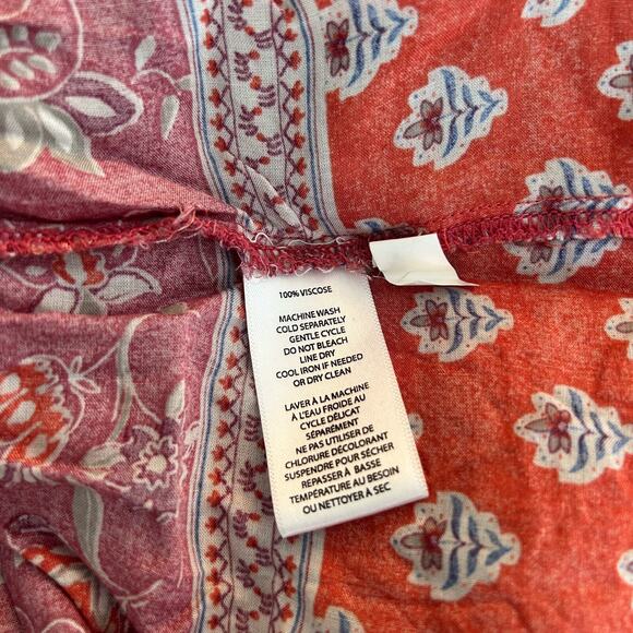 beach lunch lounge Women's Pink Off Shoulder Floral Boho Blouse Shirt Medium - Picture 10 of 11